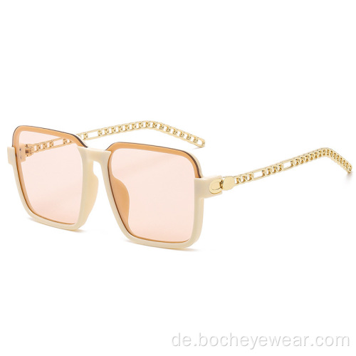 Fashion Square Damen-Sonnenbrille mit großem Rahmen Metall Hohlkette Sonnenbrille Herrenmode-Sonnenbrille s21180